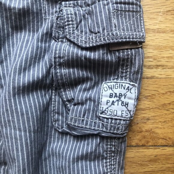 Pumpkin Patch 12-18M Grey Striped Overalls - Picture 2 of 8